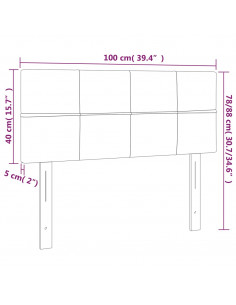 Testiera a LED Nera 100x5x78/88 cm in Velluto