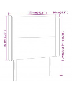 Testiera a LED Nera 103x16x118/128 cm in Similpelle