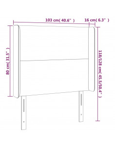 Testiera a LED Nera 103x16x118/128 cm in Tessuto