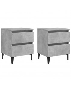 Comodini 2pz Grigio Cemento 40x35x50 cm in Legno Multistrato 2