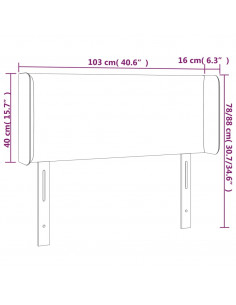 Testiera a LED Nera 103x16x78/88 cm in Velluto