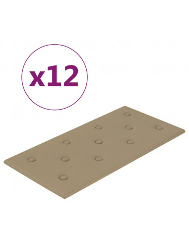 Pannelli Murali 12 pz Cappuccino 60x30 cm Similpelle 2,16 m²