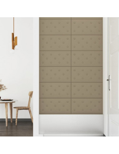 Pannelli Murali 12 pz Cappuccino 60x30 cm Similpelle 2,16 m²