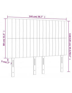 Testiera a LED Nera 144x5x118/128 cm in Tessuto