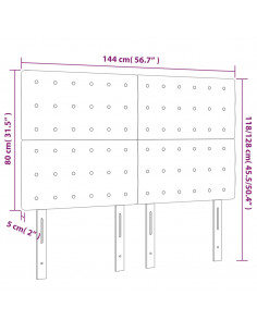 Testiera a LED Nera 144x5x118/128 cm in Tessuto