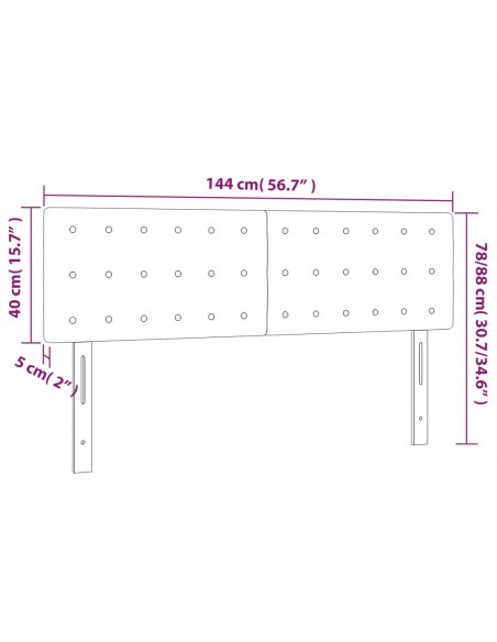 Testiera a LED Nera 144x5x78/88 cm in Similpelle