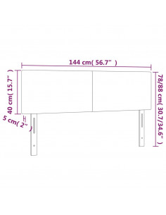 Testiera a LED Nera 144x5x78/88 cm in Tessuto