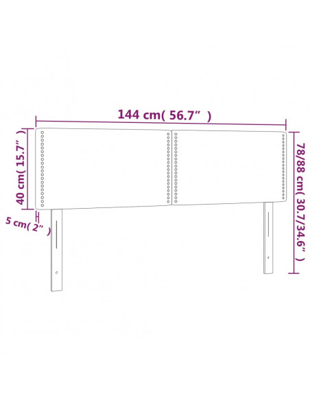 Testiera a LED Nera 144x5x78/88 cm in Tessuto