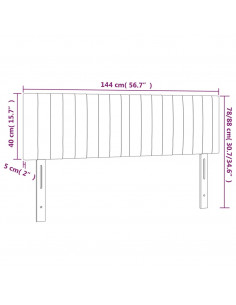 Testiera a LED Nera 144x5x78/88 cm in Velluto