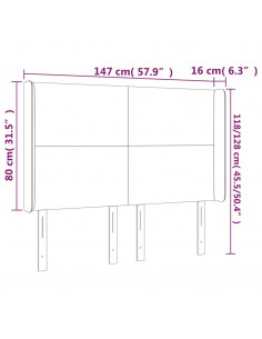 Testiera a LED Nera 147x16x118/128 cm in Similpelle