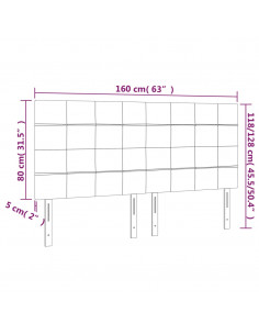Testiera a LED Nera 160x5x118/128 cm in Tessuto