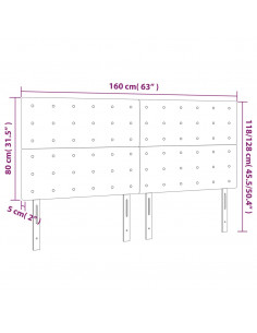 Testiera a LED Nera 160x5x118/128 cm in Tessuto