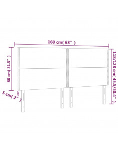 Testiera a LED Nera 160x5x118/128 cm in Velluto
