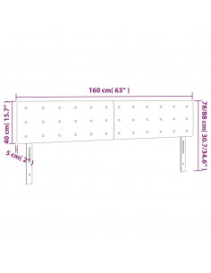 Testiera a LED Nera 160x5x78/88 cm in Velluto