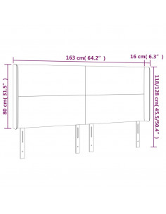 Testiera a LED Nera 163x16x118/128 cm in Similpelle