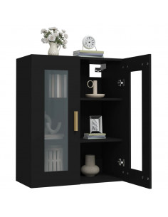 Armadietto Pensile a Parete Nero 69,5x34x90 cm 2