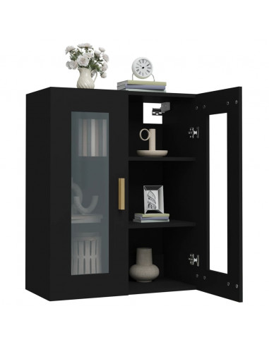 Armadietto Pensile a Parete Nero 69,5x34x90 cm