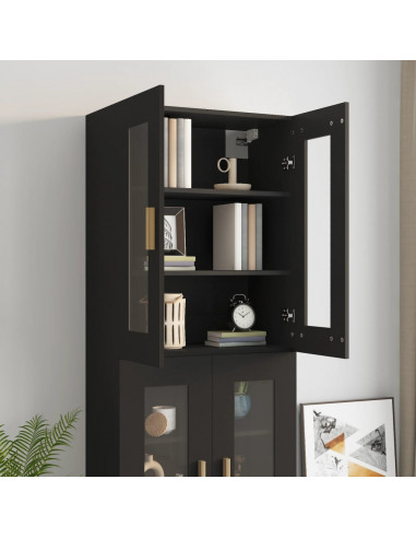Armadietto Pensile a Parete Nero 69,5x34x90 cm