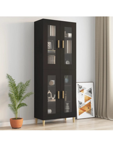 Armadietto Pensile a Parete Nero 69,5x34x90 cm