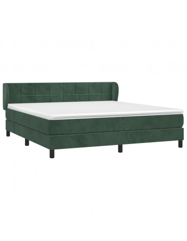 Giroletto a Molle con Materasso Verde Scuro 180x200 cm Velluto