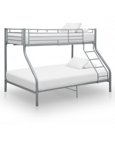 Letto a Castello Grigio in Metallo 140x200 cm/90x200 cm 2