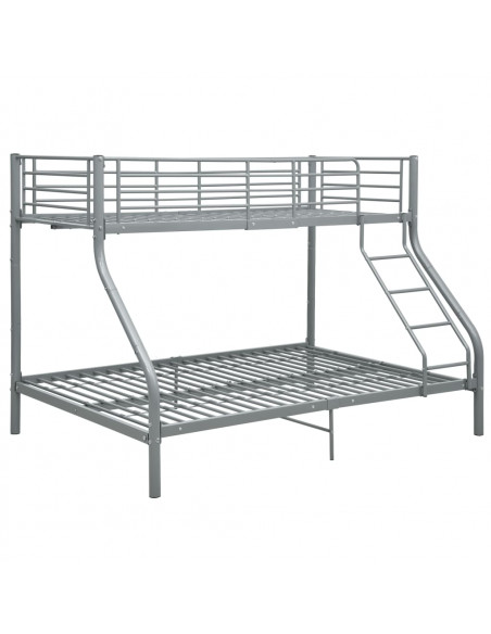 Letto a Castello Grigio in Metallo 140x200 cm/90x200 cm