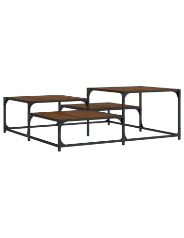 Tavolino Salotto Rovere Marrone 107x107x40 cm Legno Multistrato