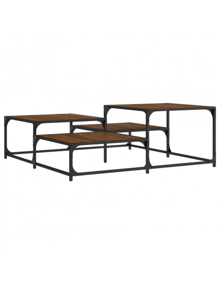 Tavolino Salotto Rovere Marrone 107x107x40 cm Legno Multistrato