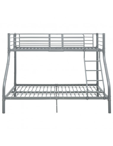 Letto a Castello Grigio in Metallo 140x200 cm/90x200 cm