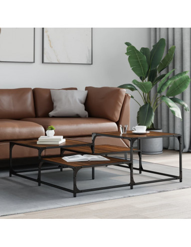 Tavolino Salotto Rovere Marrone 107x107x40 cm Legno Multistrato