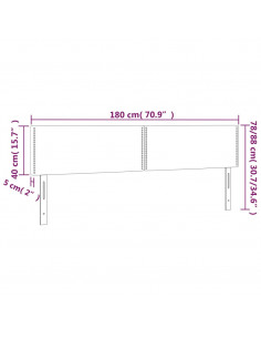 Testiera a LED Nera 180x5x78/88 cm in Similpelle