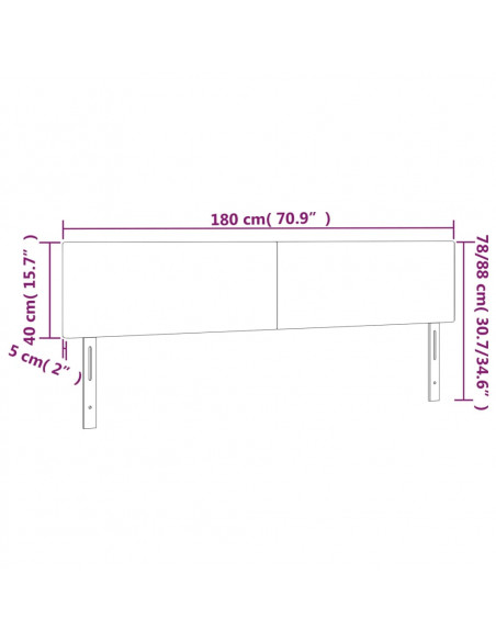 Testiera a LED Nera 180x5x78/88 cm in Similpelle