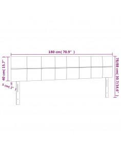 Testiera a LED Nera 180x5x78/88 cm in Tessuto