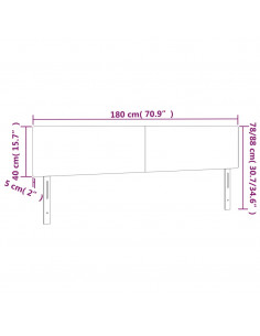 Testiera a LED Nera 180x5x78/88 cm in Tessuto