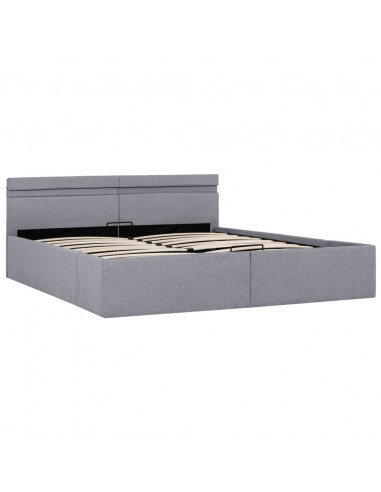 Giroletto con Contenitore e LED Grigio Chiaro Tessuto 160x200cm