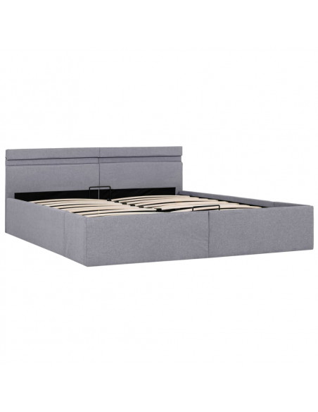 Giroletto con Contenitore e LED Grigio Chiaro Tessuto 160x200cm