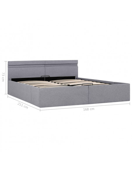Giroletto con Contenitore e LED Grigio Chiaro Tessuto 160x200cm