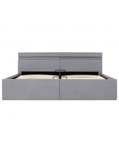 Giroletto con Contenitore e LED Grigio Chiaro Tessuto 160x200cm