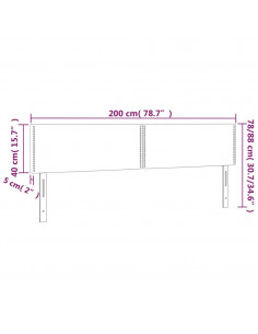 Testiera a LED Nera 200x5x78/88 cm in Similpelle