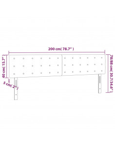 Testiera a LED Nera 200x5x78/88 cm in Tessuto