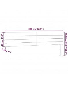 Testiera a LED Nera 200x5x78/88 cm in Tessuto