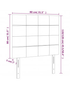 Testiera a LED Nera 80x5x118/128 cm in Velluto