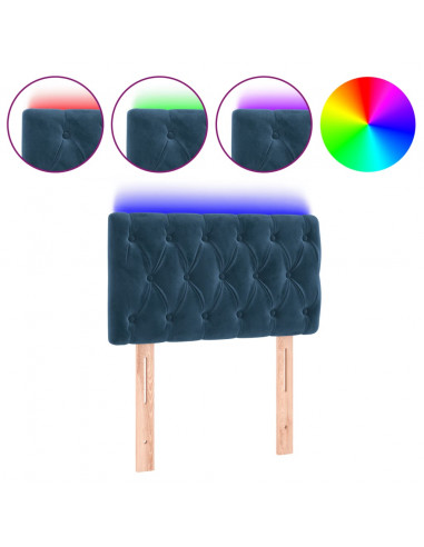 Testiera a LED Blu Scuro 80x7x78/88 cm in Velluto