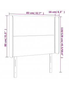 Testiera a LED Nera 83x16x118/128 cm in Similpelle