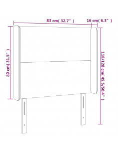 Testiera a LED Nera 83x16x118/128 cm in Tessuto