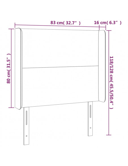 Testiera a LED Nera 83x16x118/128 cm in Tessuto