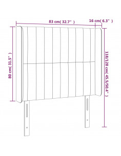 Testiera a LED Nera 83x16x118/128 cm in Tessuto