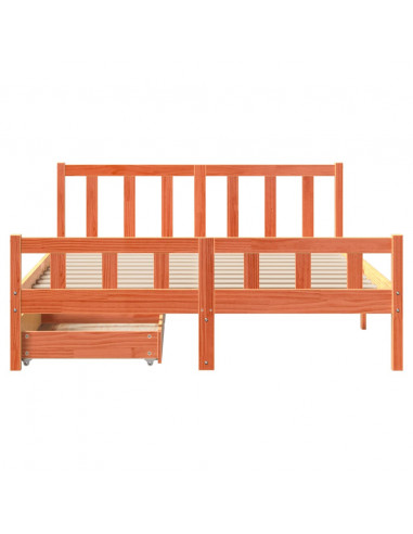 Letto senza Materasso Marrone Cera 160x200 cm in Legno di Pino