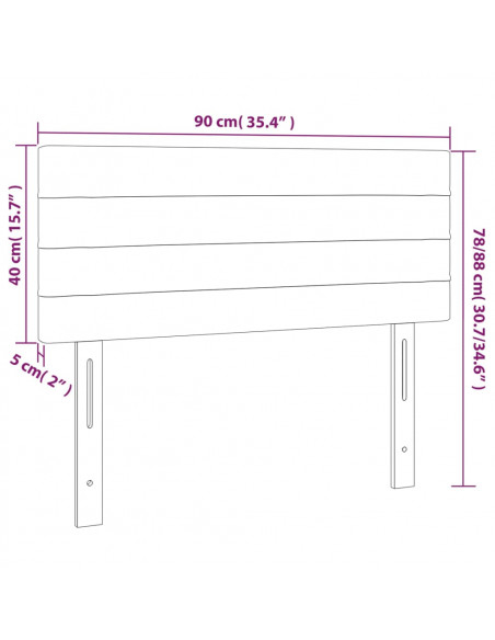 Testiera a LED Nera 90x5x78/88 cm in Similpelle