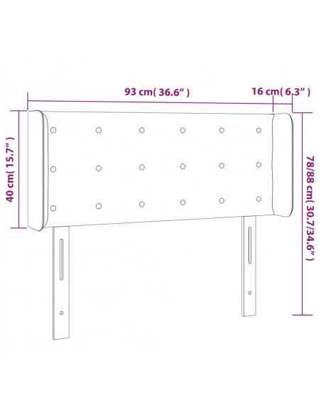 Testiera a LED Nera 93x16x78/88 cm in Similpelle
